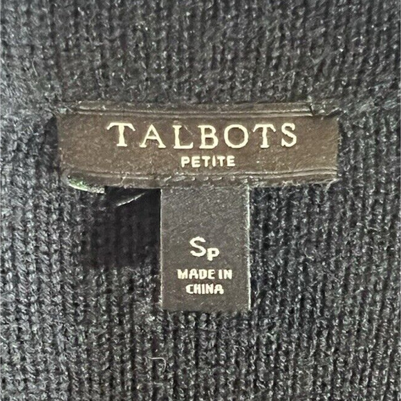 TALBOTS Sweater Womens Mid Length Cardigan Heavy Knit Black Long Sleeve Size PS - Picture 6 of 8